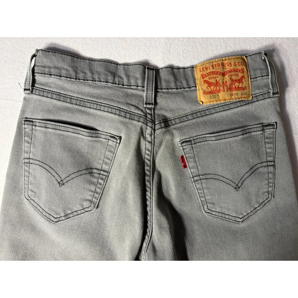Levis 511 Jeans Mens 29x32 Slim Fit Straight Leg Gray Stretch Denim Medium Wash